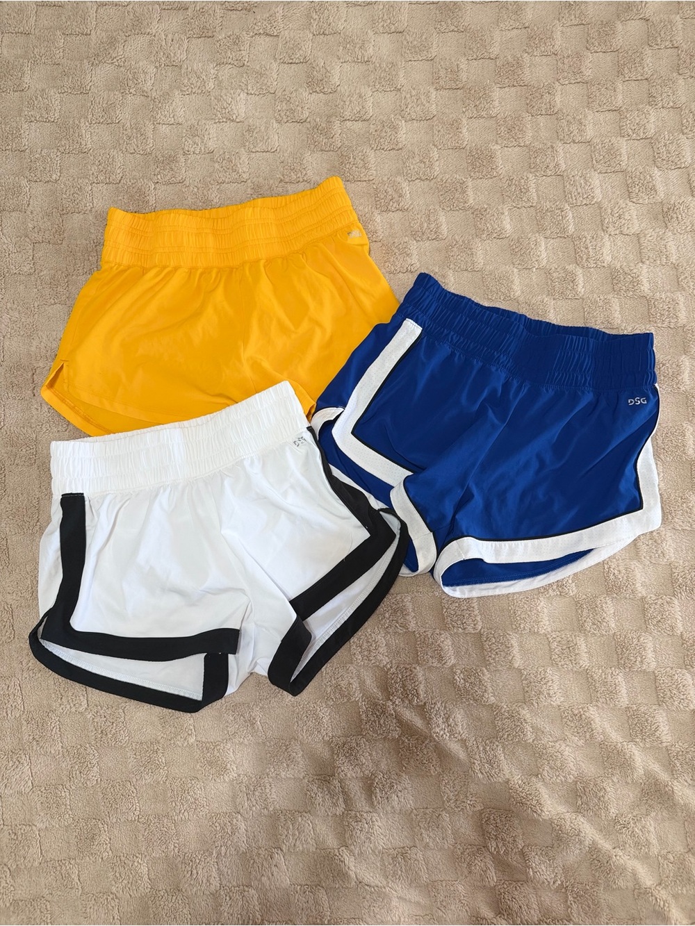 DSG Women’s XS Athletic Shorts Lot of 3 Running Workout Blue Yellow White